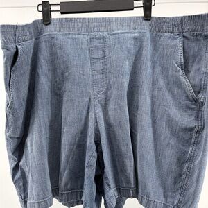 Lands' End Women's Chino Shorts Size 24W Chambray Pockets Elastic Waist